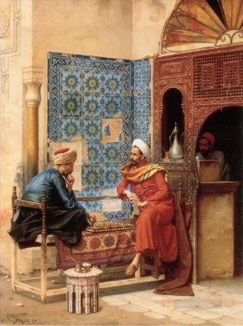  Game Painting - The Chess Game Ludwig Deutsch Orientalism Araber